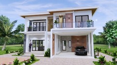 36×40 Feet Modern House Plan 11×12 Meter 4 Beds 4 Baths Hip Roof (A4 Hard Copy)