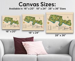 Pebble Beach Golf Links Vintage Course Map California Illustrated Wall Art