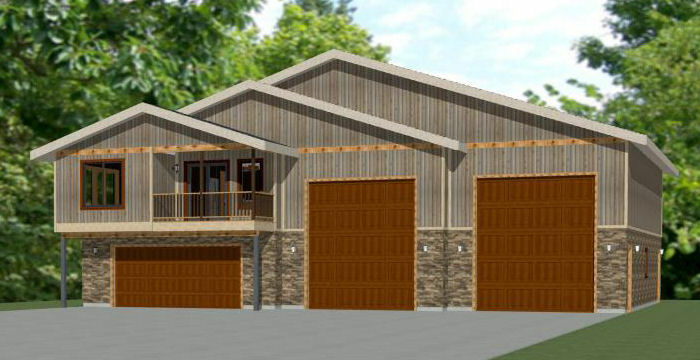 60×50 Apartment with 2-Car 2-RV Garage – PDF FloorPlan – 1,703 sqft – Model 1D