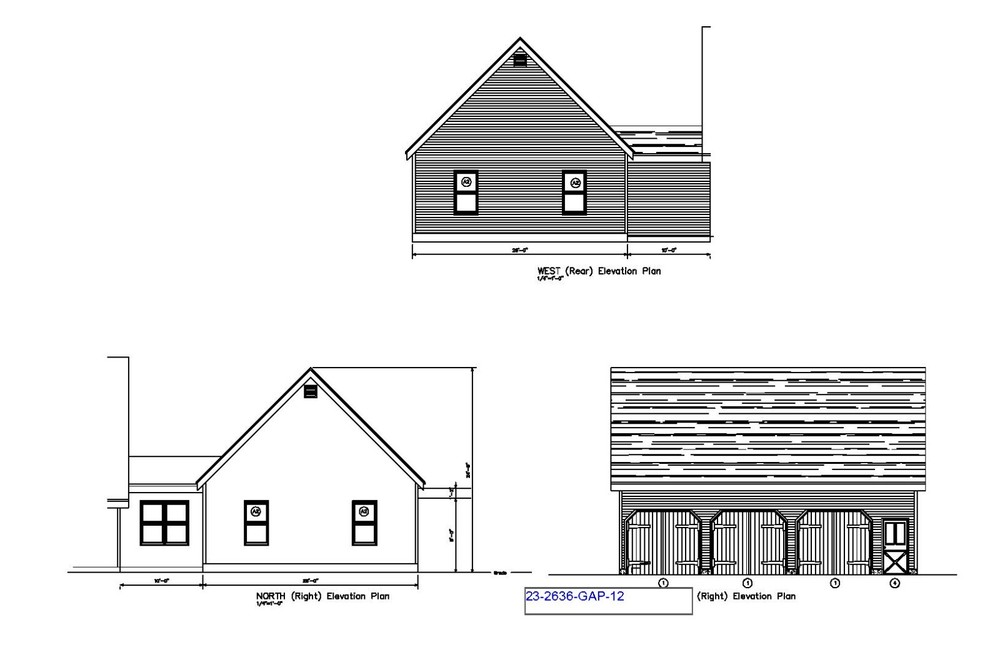26′ X 36′ GARAGE ADDITION PLANS – CAPE STYLE GARAGE ADDITION – PLAN 23-2636-GAP-