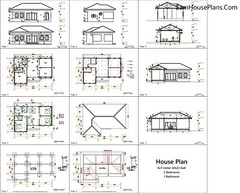House Plan 12×8 Meter 40×27 Feet 3 Beds 2 Baths Hip Roof PDF (A4 Hard Copy)