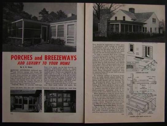 Porch Breezeway Additions 1954 How-To build PLANS