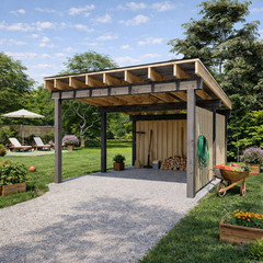 Timber Flat Roof Carport plan – Modern Wooden Car Shelter Design