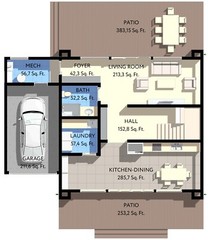 43’x29’ Cozy A-Frame Cabin, 3-Beds, 4 Baths, Garage, 1775SF PDF Download