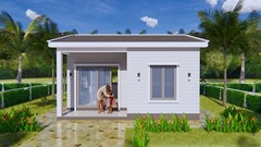 21×21 Feet Tiny House Plans 6.5×6.5 Meter 1 Bed 1 Bath Gable Roof (A4 Hard Copy)