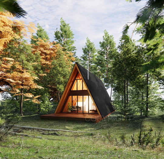 A Frame Modern Cabin House – Plan Blueprint PDF or Print Drawing Construction ~