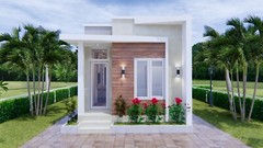 Modern Small House Plan 44×9 Meter 13×30 Feet 2 Beds 1 Bath Slap (A4 Hard Copy)
