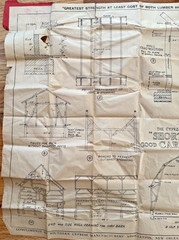 Vintage Cypress Pocket Library Carpenter Farm Plans Fold-Out Blueprint