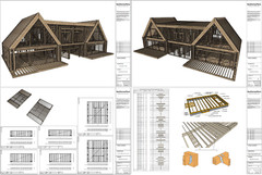 86’x29′ Double A-Frame Cabin, 6-Beds, 8 Baths, 2 Garage bays, 3556SF Living Area