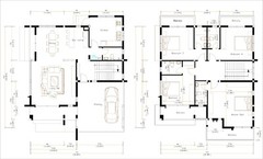 36×40 Feet Modern House Plan 11×12 Meter 4 Beds 4 Baths Hip Roof (A4 Hard Copy)