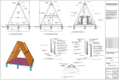 35’x59’ 4 Beds, 2 Baths A-Frame Cabin Architectural Build Plans PDF.