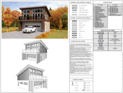 2 car ADU Garage Apartment 1 Bed, 2 Bath Architectural Build Plans PDF Download