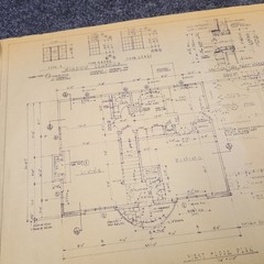 Vintage House Blueprint 33×17 1964 Mid Century Modern Drawing Art Glen Ellyn IL