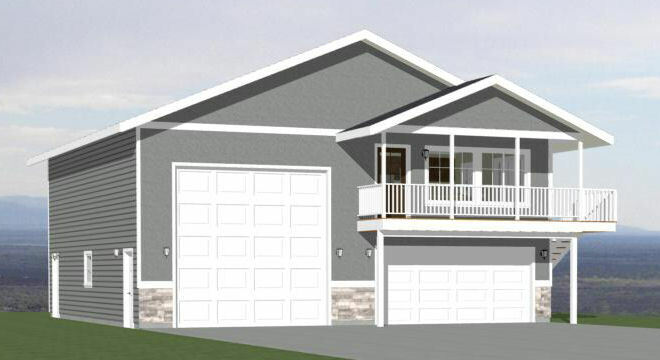 40×40 Apartment with 2-Car 1-RV Garage – PDF FloorPlan – 964 sqft – Model 1F