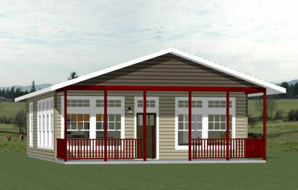 28×34 House — 2 Bedroom 2 Bath — 952 sq ft — PDF Floor Plan — Model 1D