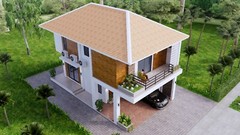 22.5×33 Feet Small House Plan 6.9×10 Meter 2 Beds 3 Bath Hip Roof (A4 Hard Copy)
