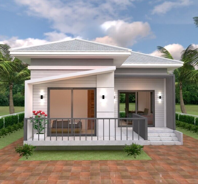 25×36 Feet Cute Small Houses Plan 7.5×11 Meter 2 Beds 1 Bath Hip (A4 Hard Copy)