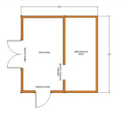 14′ x 14′ Garden Shed Plans ,Timber Frame Greenhouse with Storage ,Blueprints