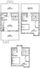 16×16 Tiny House — 2 bedroom — 697 sqft — PDF Floor Plan — Model 20A