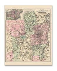 New York Wilderness & Adirondacks Antique Map Vintage Upstate Travel Wall Art