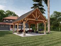 16×20 Garden Pavilion Plans , Outdoor Gazebo Blueprints , Traditional Carport