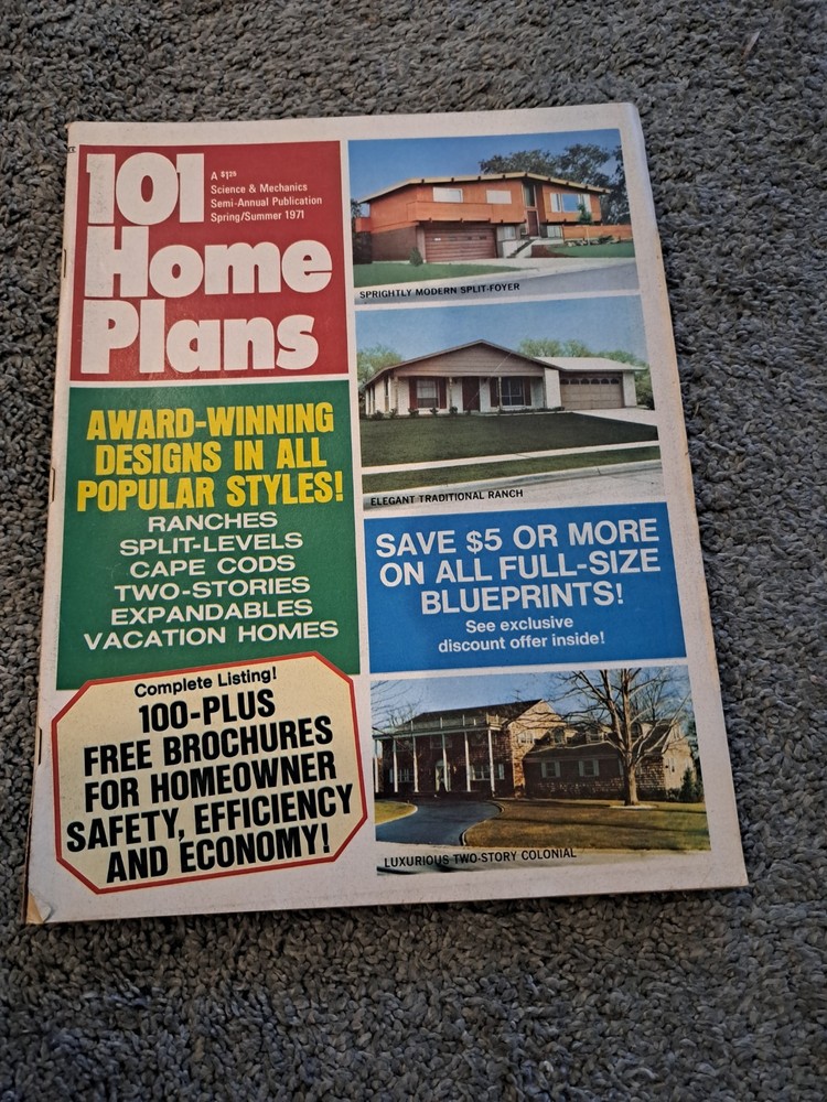 Vintage 1971 Science & Mechanics 101 Home Plans House Plans