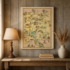 New Mexico 1935 Pictorial Map Vintage Southwest Illustrated State Map