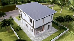 22×30 Feet Small House Plan 6.5×9 Meter 3 Beds 2 Baths Shed Roof (A4 Hard Copy)