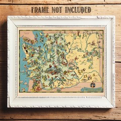 A Pictorial Journey Evergreen State 1935 Washington Map Wall Art Print