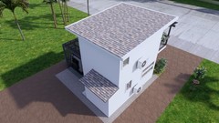 14×17 Feet Loft House Plan 4×5 Meter 1 Bed 1.5 Bath Shed Roof PDF & A4 Hard Copy