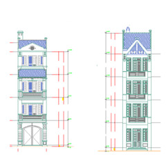 4-Story Townhouse CAD Plans – 4.1m x 16m Complete Architectural Blueprints!