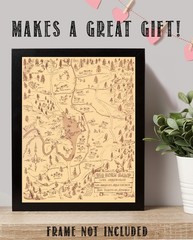 Big Horn Camp Lake Arrowhead 1955 Vintage Scout Camp Illustrated Map Wall Art