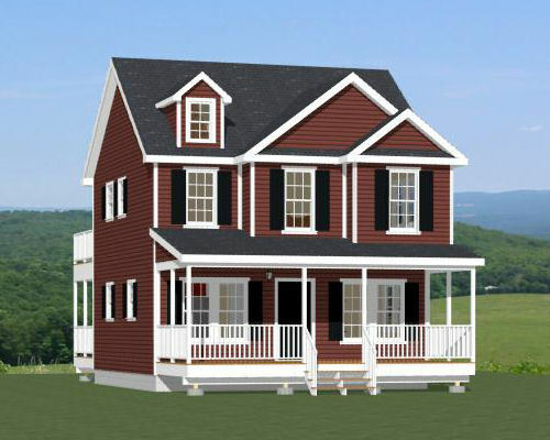 24×24 House — 3 Bedroom 3 Bath — 1,143 sq ft — PDF Floor Plan — Model 2