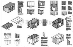 Shed Plans, 10′ x 14′ Deluxe Modern Roof Style #D1014M, Material List Included