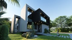 BLUEPRINTS CONTEMPORARY TWO STORY HOUSE PLAN ARCHUP #102