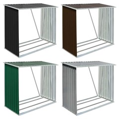 Firewood Rack Log Storage Holder Stand with Roof Galvanized Steel 64.2″ vidaXL