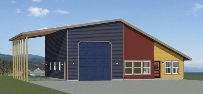 46×48 House – 2 Bedroom 1 Bath 1 RV – 1,157 sqft – PDF Floor Plan – Model 4B