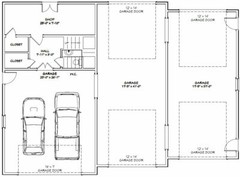 60×44 Apartment with 2-Car 2-RV Garage – PDF FloorPlan – 1,415 sqft – Model 1A