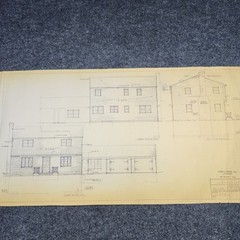 Vintage House Blueprint 33×17 1964 Mid Century Modern Drawing Art Glen Ellyn IL