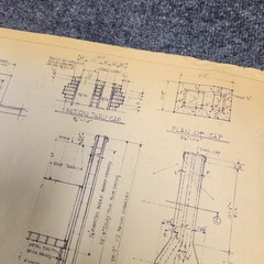 Vintage House Blueprint 33×17 1964 Mid Century Modern Drawing Art Glen Ellyn IL