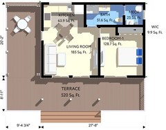 Cozy Charming Tiny House 2 Bed, 1 Bath Architectural Build Plans PDF Download