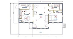 Modern Style House Building Plans Model 778 with one bedroom. FREE SHIPPING
