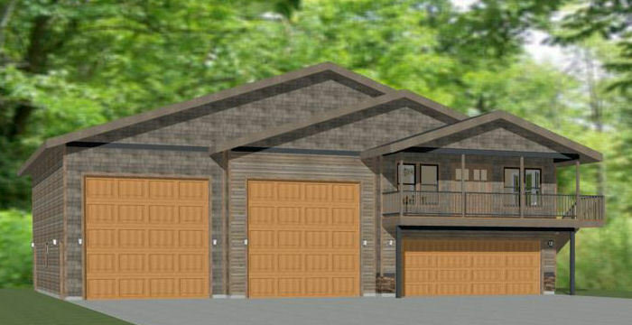 60×50 Apartment with 2-Car 2-RV Garage – PDF FloorPlan – 1,648 sqft – Model 2D