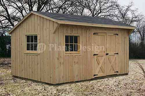 10′ x 14′ Saltbox Roof Garden Storage Shed Plans / Blueprints, #71014