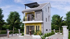 Small House Design 5.5×8 Meter 18×26 Feet 3 Beds 4 Baths Gable Roof A4 Hard Copy
