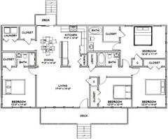 60×30 House — 4 bedroom 3 Bath — 1,800 sqft — PDF Floor Plan — Model 2C
