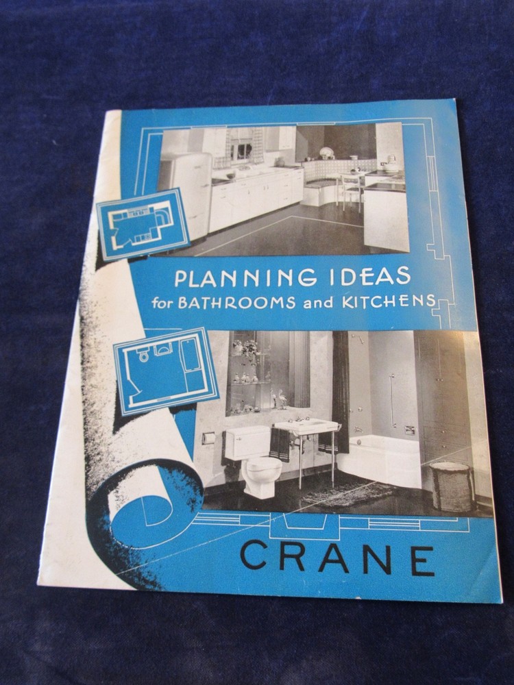 Vintage 1949 CRANE Kitchen Bath Brochures MCM Illustrated Home Design Plans C600