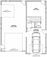 36×42 Apartment with 1-Car 1-RV Garage — PDF Floor Plan — 961 sqft — Model 2D