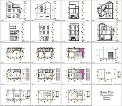 Small House Design 5.5×8 Meter 18×26 Feet 3 Beds 4 Baths Gable Roof A4 Hard Copy