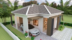 One Story House 10×11 Meter 33×36 Feet 3 Bedrooms Hip Roof PDF (A4 Hard Copy)